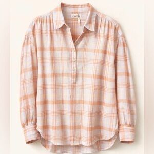 Faherty Organic Cotton Plaid Button Front Shirt NWT Small